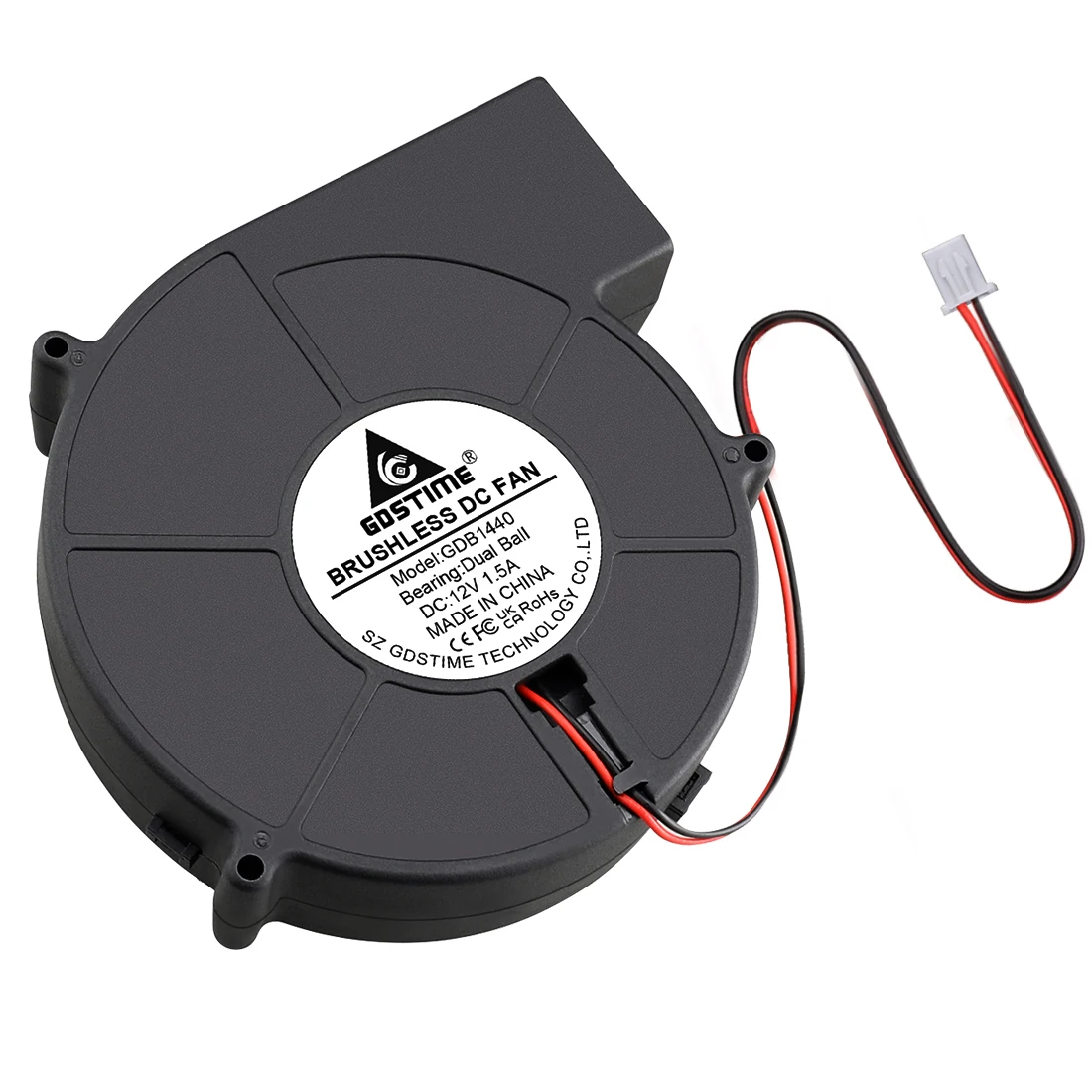 Gdstime-ventilador Turbo Industrial Bola Dupla sem Escova Centrífuga Radial Portátil 140 mm dc 12v 140x40 mm - Imagem 4