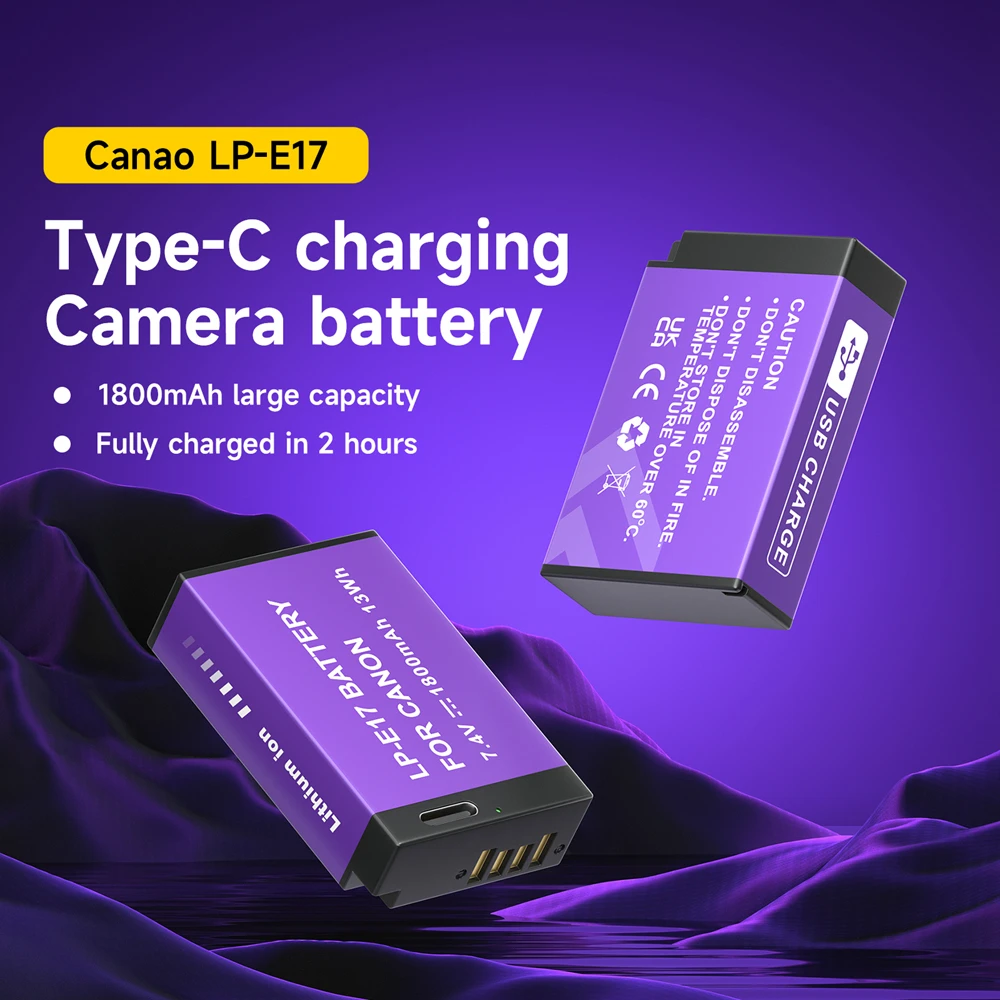 Mspalocell 2x LP-E17 Vervangende Batterij 1800mAh Met USB-C - Compatibel Met Canon EOS R, R6, R5, 80D, 90D En Meer