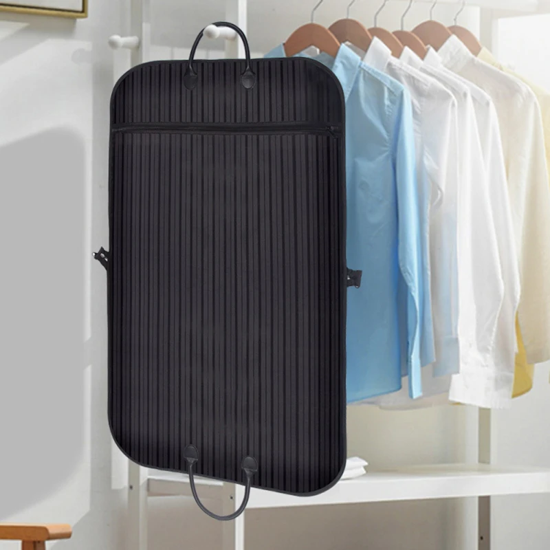 Description Picture 4 of itemOxford Cloth Suit Dust Cover Striped Suit Coat Bag Clothing Storage Bag Breathable Garment Suit Cover Clothes Dress Carrier Bag
