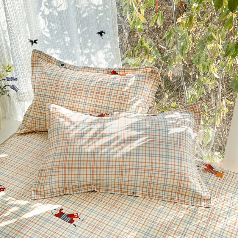 100 % Cotton Duvet Cover Set Bedding Set Striped Cute Dog Design Duvet Cover Pillowsham Comfort Breathable Fade Resistant 6