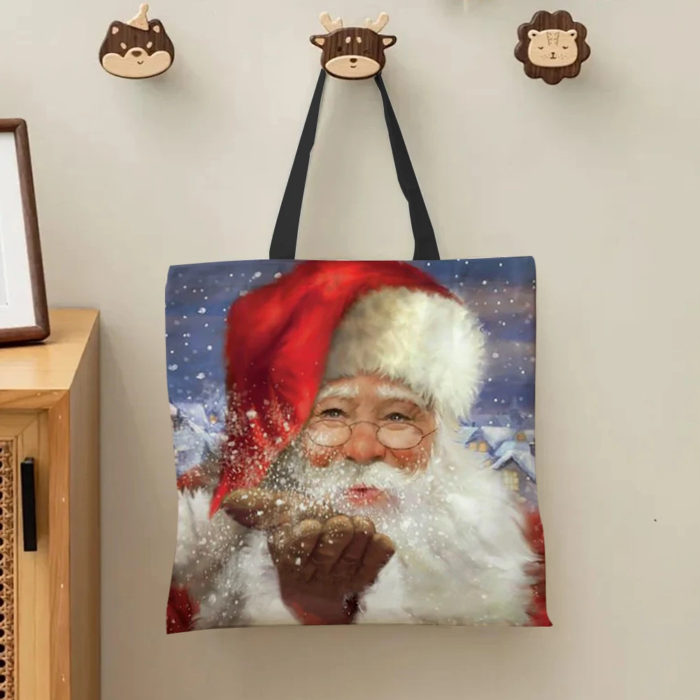 Linen Christmas Large Capacity Tote Bags for Shopping