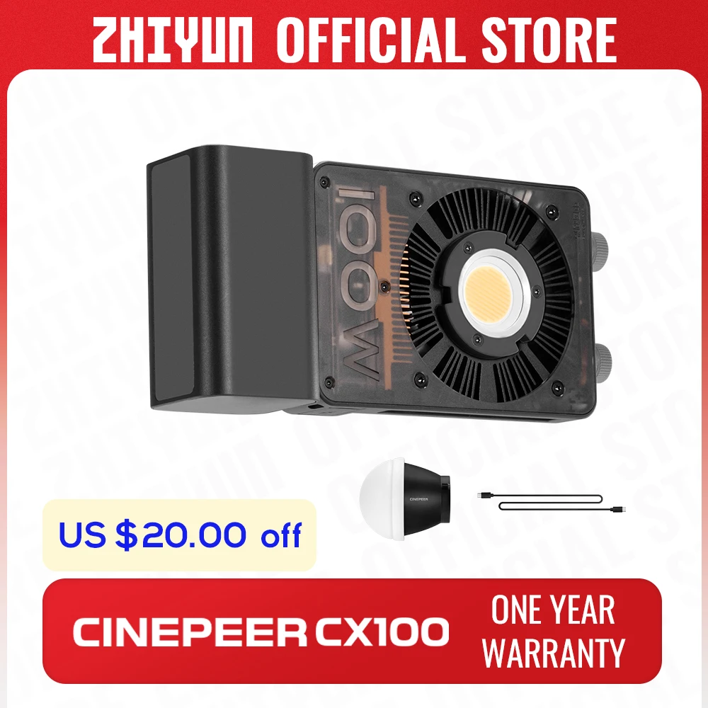 

ZHIYUN Official CINEPEER CX100 Handheld Pocket Video Light 100W COB Light Bi Color Photo Fill Led Light Photography Lighting