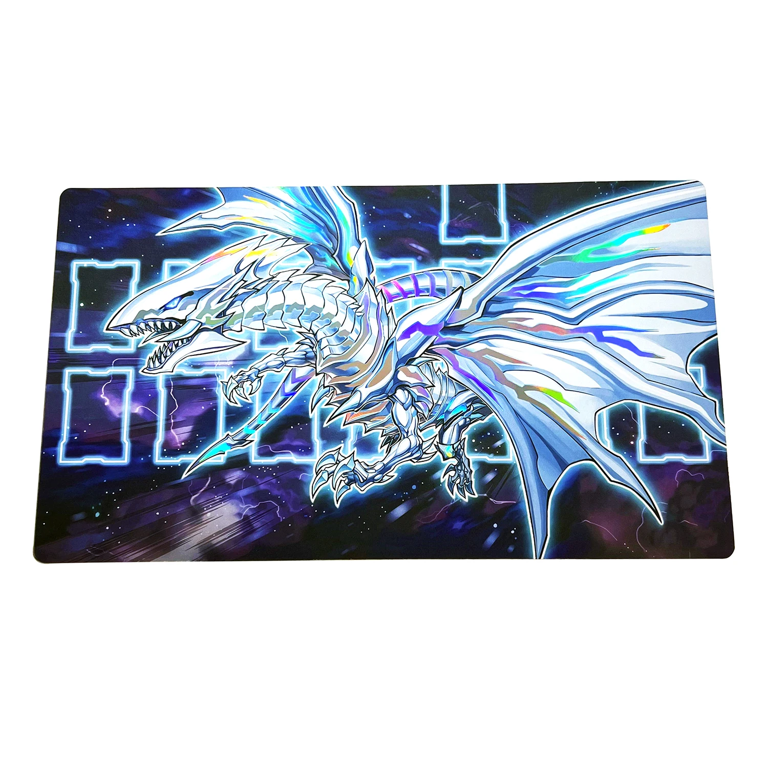 Yu-Gi-Oh Blue-Eyes Chaos MAX Dragon Foil Holographic Shinny Holo Custom Playmat  Rainbow CCG Mat Link Zone Playmat +Free Bag 3