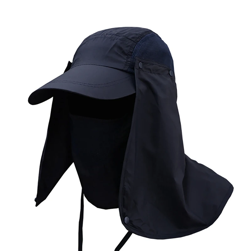 Wide Brim Bucket Hat With Neck Cover Outdoor Sun Protection Hats Quick Dry Summer Sun Caps Breathable Hunting Fishing Cap