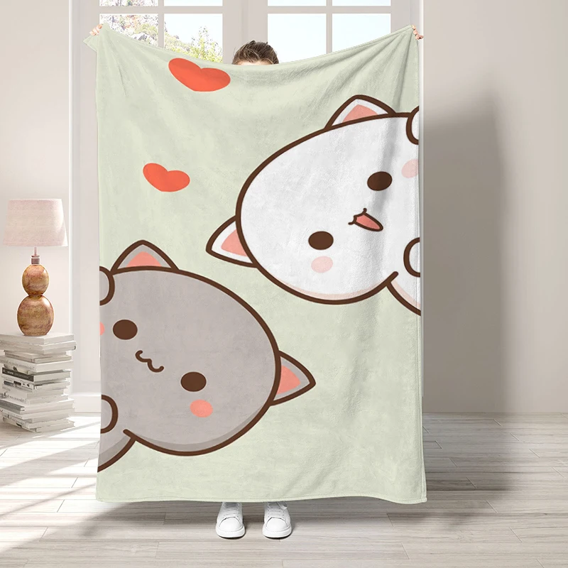 

Summer Comforter Peach Mochi Cat Blankets Bedspread on the Bed Throw Blanket for Sofa Anime Bedspreads & Throws Double Baby Nap