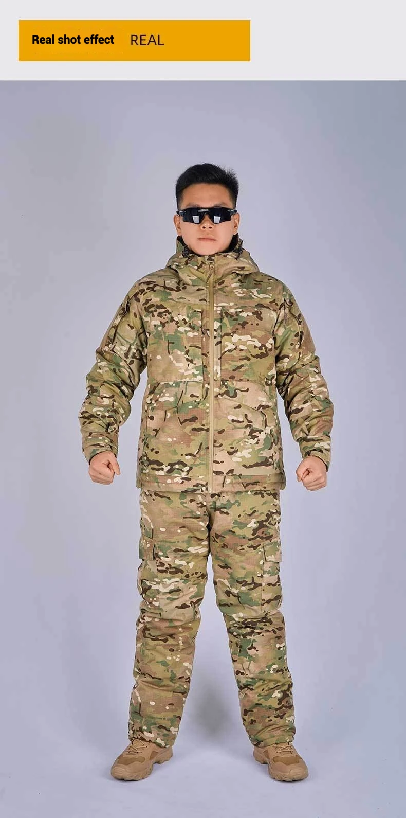 Herren-Taktikjacke mit Wärmereflexion, Tarnung, kalte Zone, Winter, gepolsterter Baumwollmantel, für den Außenbereich, warm, winddicht, langlebig – Detail 12