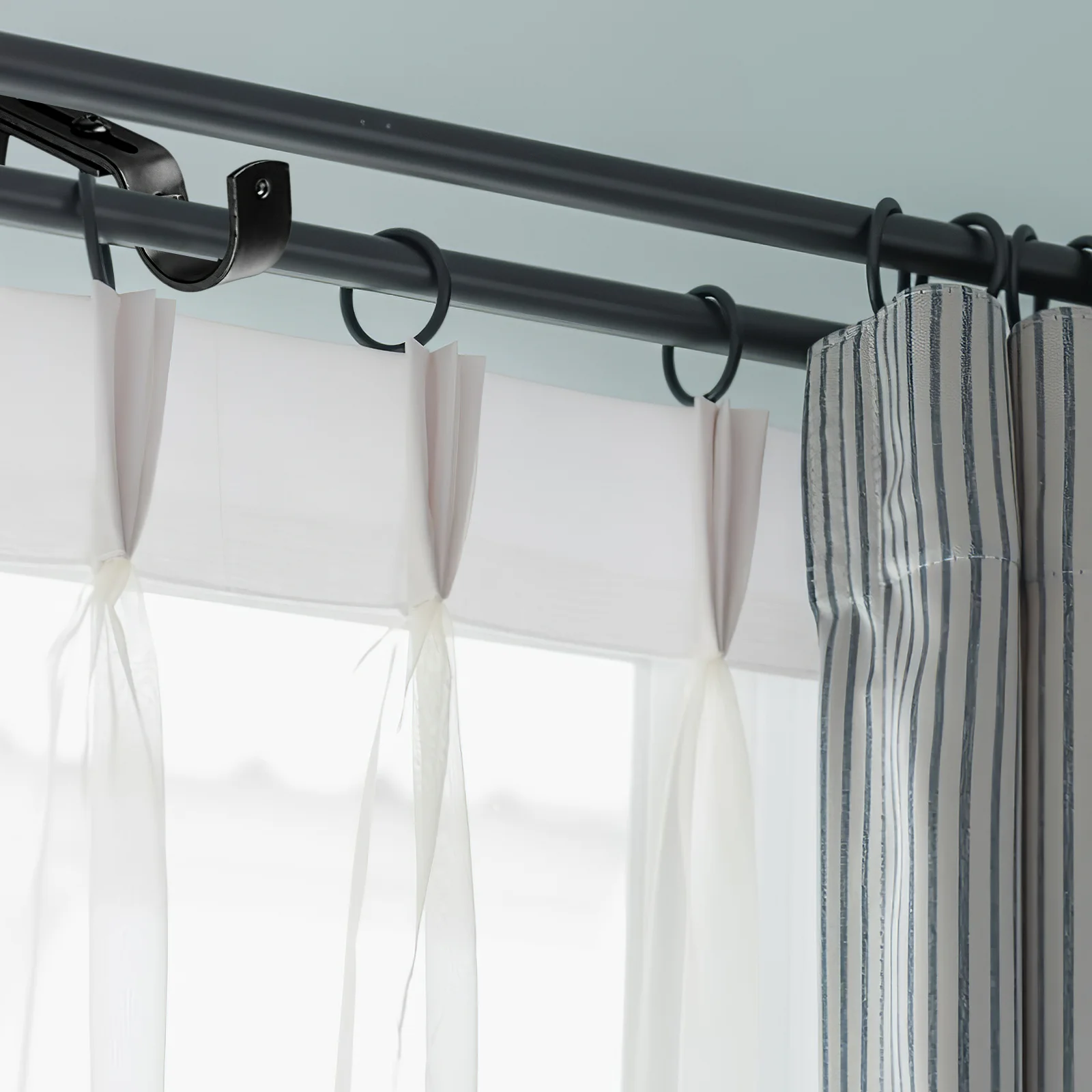 4 Pcs Lengthen Curtain Rod Bracket Hooks Wall Mount Holders