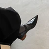NEW Spring/Autumn Women Pumps Genuine Leather Shoes for Women Pointed Toe Chunky Heel Shoes Buckle Strap Handmade Pleated Shoes 6