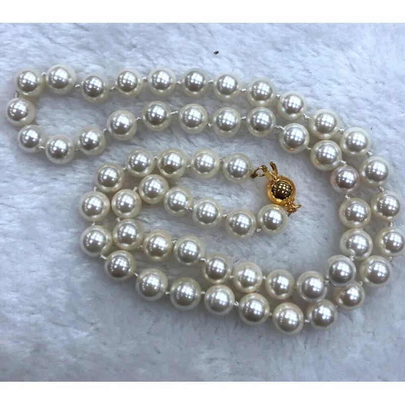 

Charming White Colors Genuine 8mm Sea South Shell Pearl Necklace 18-25 Inch