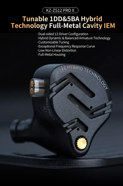 KZ-ZS12 pro x有線インイヤーイヤフォン、ハイブリッド