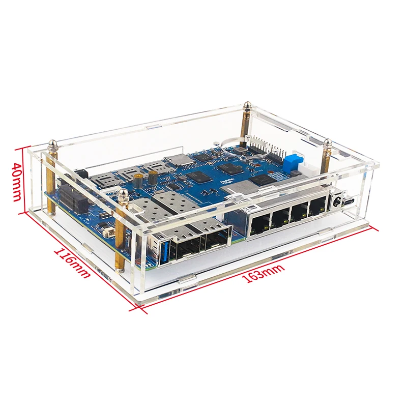 Acrílico para Banana pi Bpi-r4 Shell Transparente Opcional Pwn Ventilador do Radiador Refrigerador Passivo Ativo 12v 5a Fonte de Alimentação Case - Imagem 4