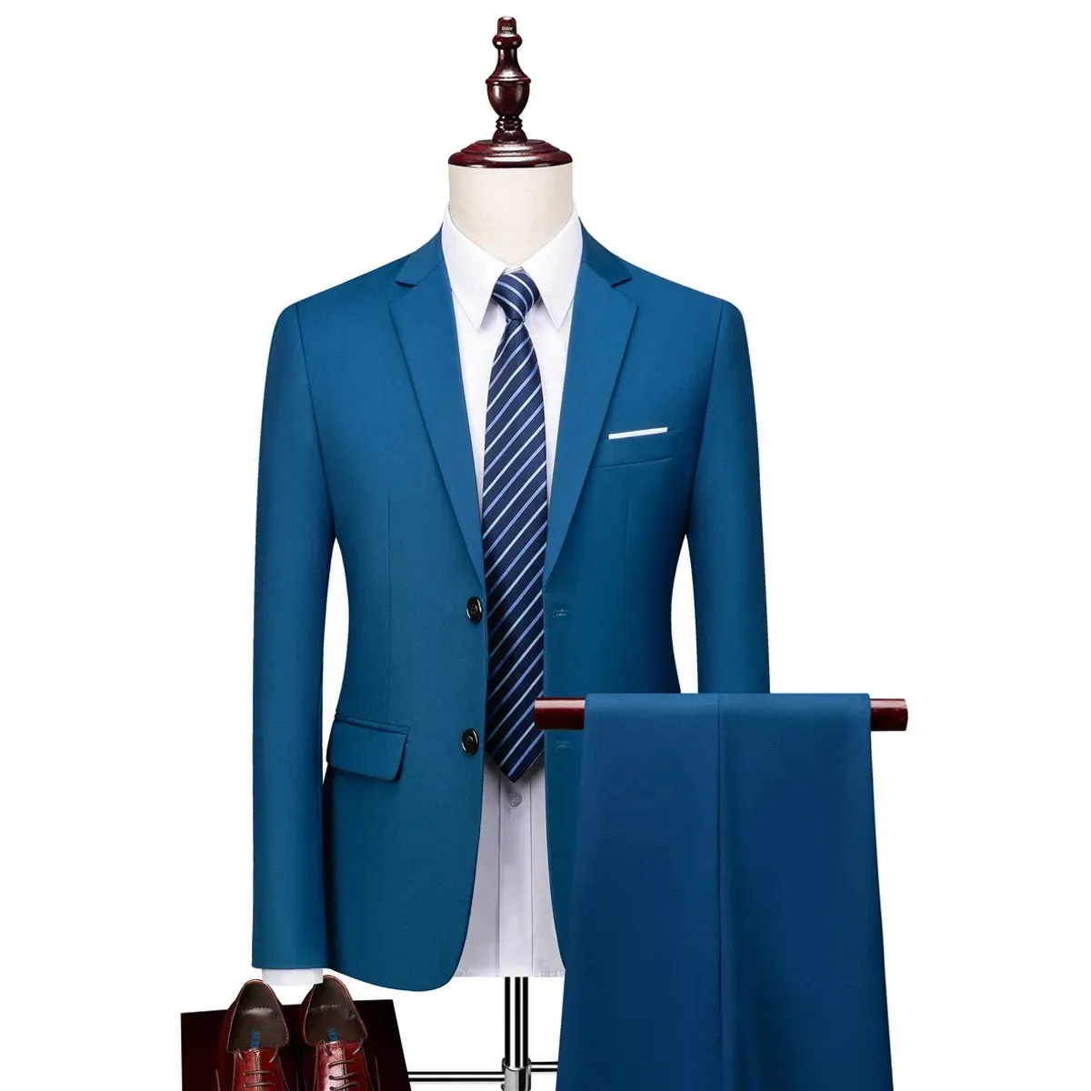 Cross-Border Men's Business Casual Suit Fashionable Wedding Escort Western-Style Clothes 2-Piece Set China Origin