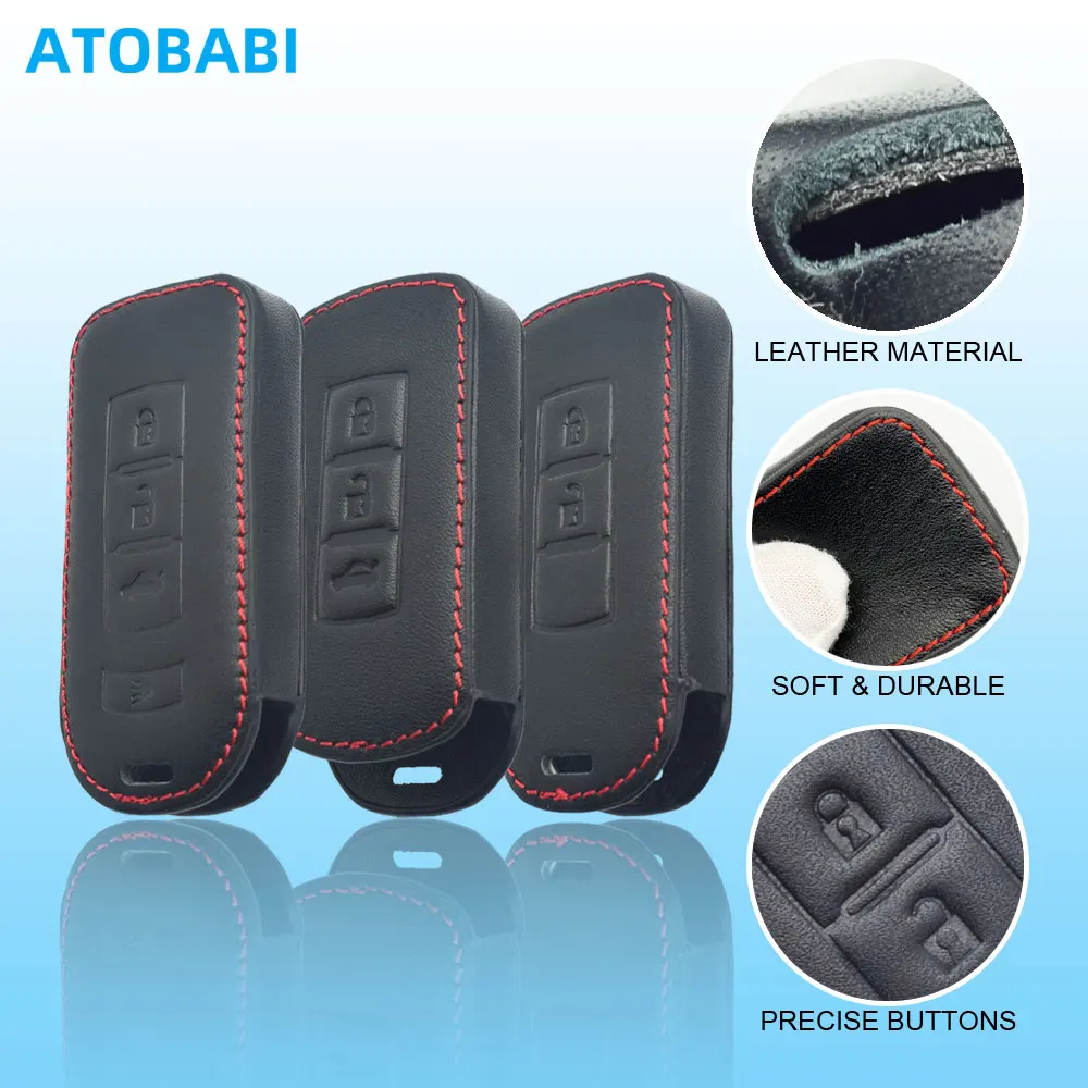 Leder Auto Schlüssel Fall Für Mitsubishi Outlander Lancer 10 Pajero Sport L200 ASX RVR Smart Remote Anhänger Protector Abdeckung Keychain tasche