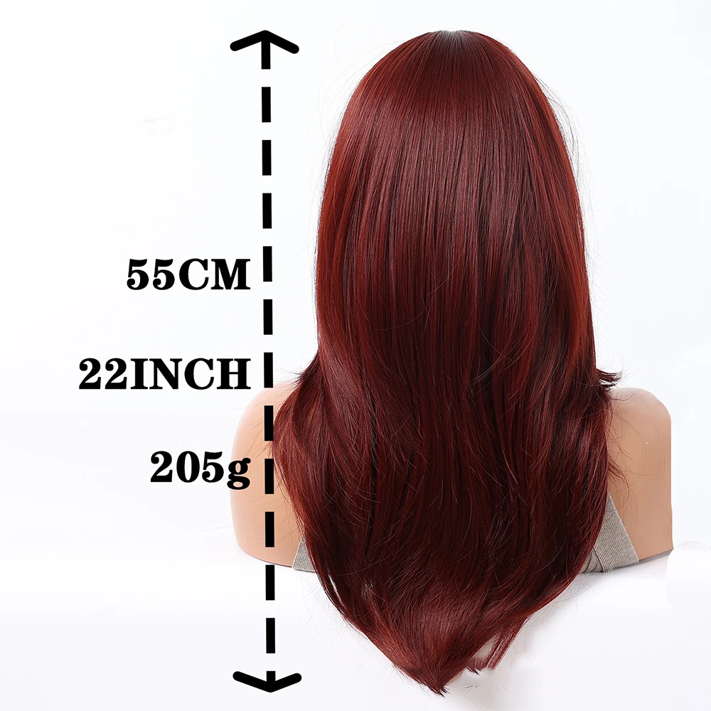 Reddish Brown Synthetic Wig Natural Layered Hair Wigs for Women Daily Party Cosplay Wig Medium Long Straight Hair Heat Resistant 4