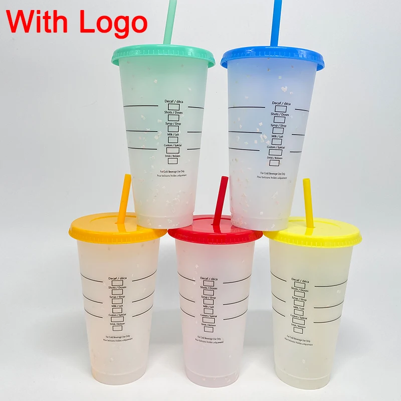 710ml Black White Straw Cup With Lid Coffee Cup Reusable Cups Plastic