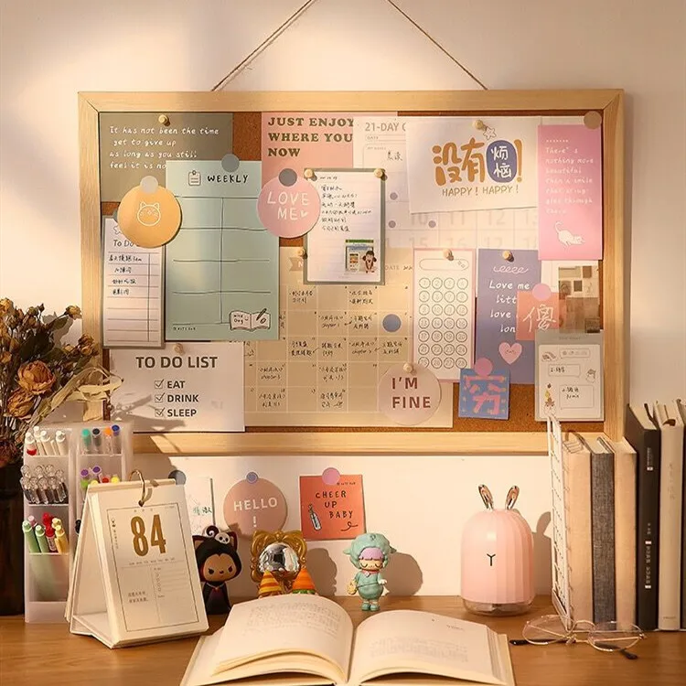 Minkys Kawaii Zachte Houten 간단한 메시지 보드 장식 엽서 사진 Muur Kurk Boord 메모 종이 Achtergrond 보드