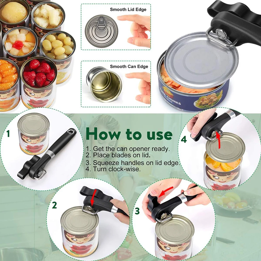 Multifunction Can Opener, K4 Stainless Steel Handheld Can Openers, Tin Can  Opener with smooth and comfortable safety handle, Can Opener with