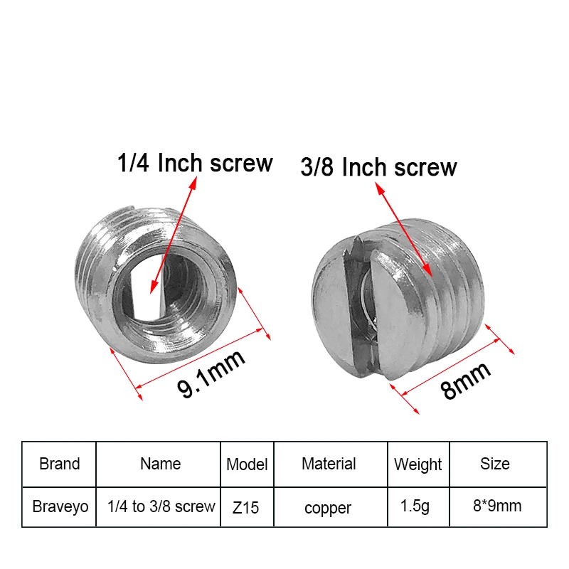 Universal Camera Adapter Screw 1/4 to 3/8 Inch Conversion Nut Tripod Monopod Ballhead Mount Accessories For Light Stand Dslr