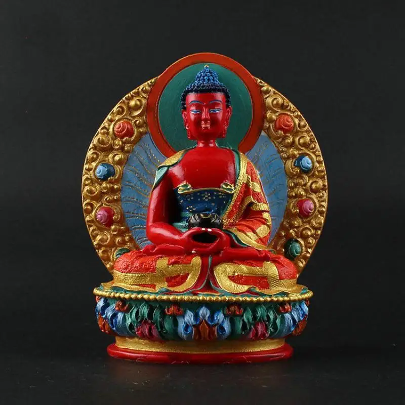 

Tibetan Buddhism Hand Painting Resin Statue Car Decoration Amitabha Red