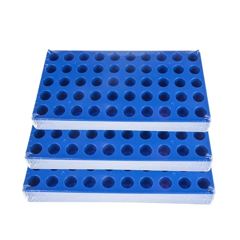 5 Packs Vial Rack,Single Blue Holds 50 Standard 12mm 2ml Vial, Plastic Centrifuge Tube Rack Holder