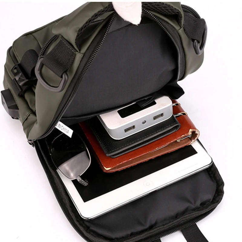 Men Nylon Backpack Rucksack Cross body Shoulder Bag with USB Charging Port Travel Male Knapsack Daypack Messenger Chest Bags,travel backpack,laptop backpack,business backpack,expandable backpack,chest bag,mini backpack
