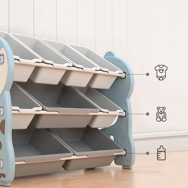 Kids Plastic Bookshelf Children Cabinet Toy Storage Shelf Bedroom Furniture Book Packing