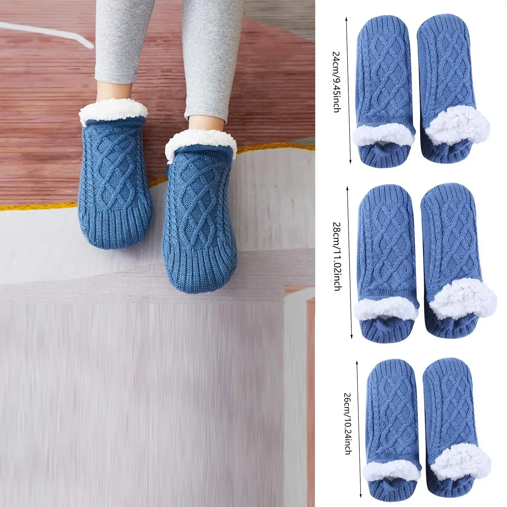 Description Picture 2 of itemWinter Indoor Home Socks for Women and Men Warm Velvet Thick Floor Socks Plush Soft Slippers Adults Bottom Glue Sock