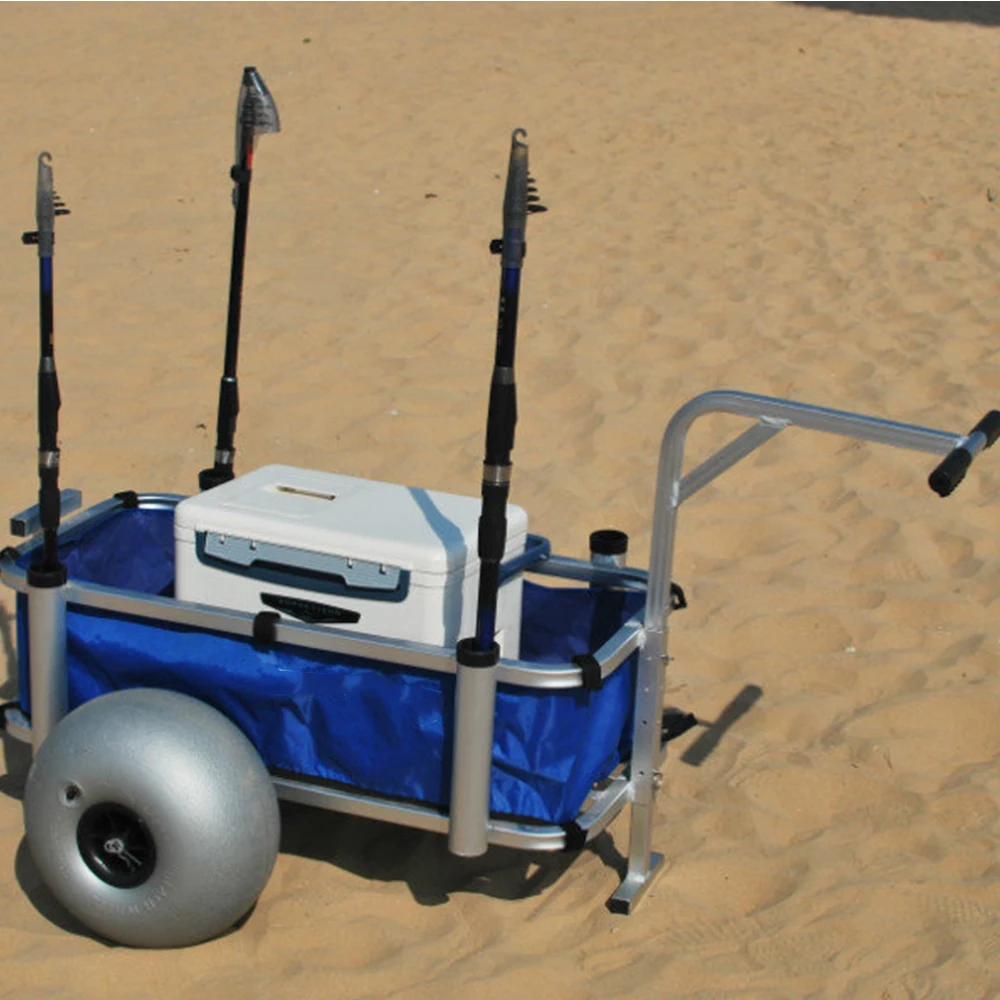 sale two wheel Camping Fishing Multifunction Folding Aluminum Balloon Wheel Beach For Sale