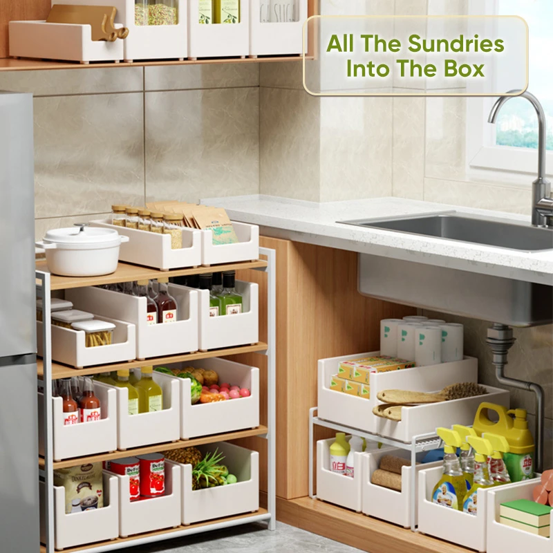 Joybos Kitchen Sundries Organizer Box Cupboard Basket Under Sink Drawer Storage Box