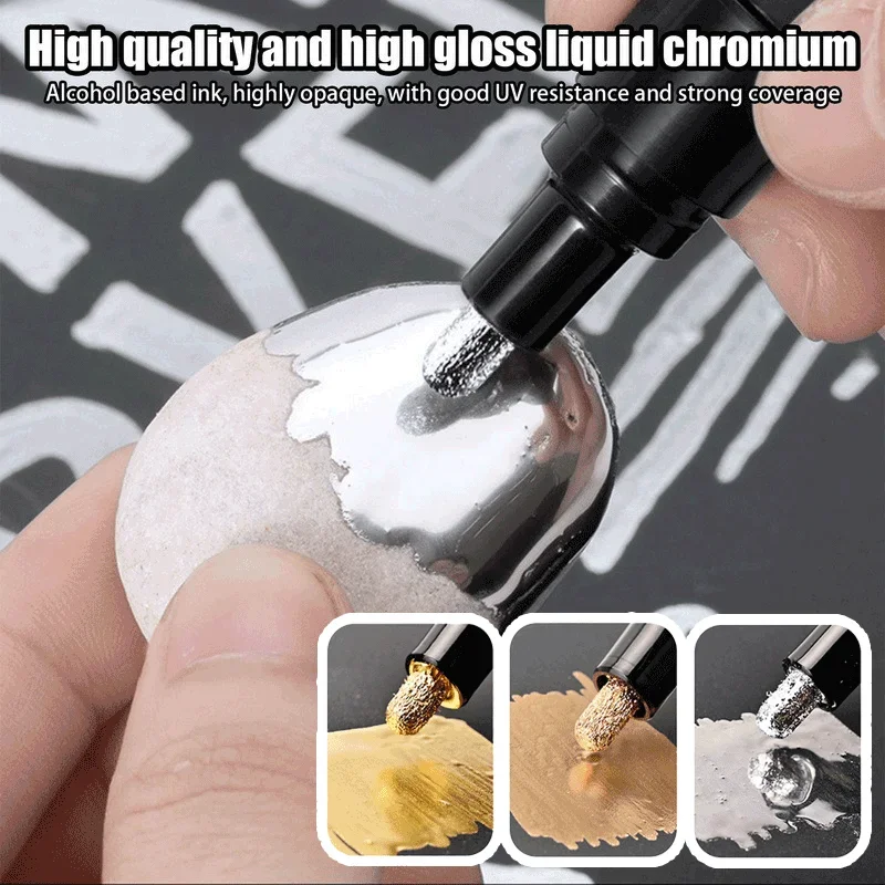 1 3mm Mirror Marker Pen DIY Reflective Paint Pens Set Mirror Markers Chrome Gold Copper Silver