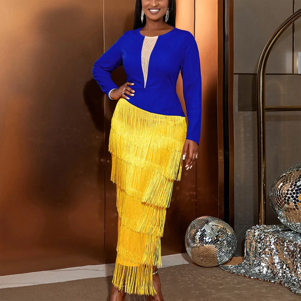 

Женское платье с круглым вырезом, длинным рукавом