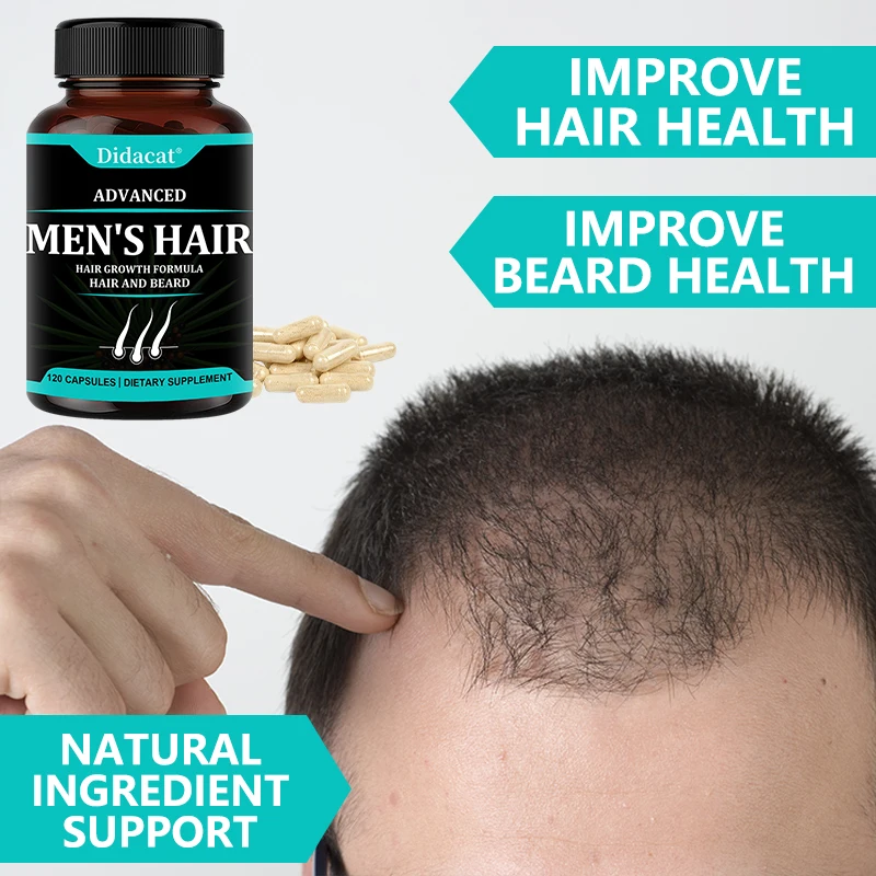 Hair Growth Vitamins for Men-Hair Regrowth & Beard Growth Supplement for Fuller, Thicker with Biotin & Saw Palmetto