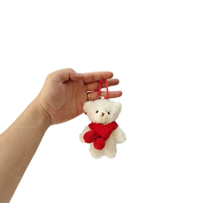 Bear Pendant Popular Pink Powder Blusher Bear Plush Doll Cute Mini Scarf Doll Suitable for Hanging School Bag Mobile Luggage