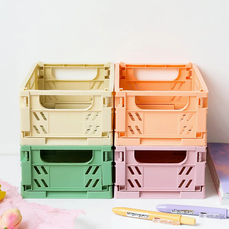Small Storage Bins Case Mini Cute Foldable Fabric Storage Basket Box Home Decor Toy Organizer Hamper for Baby,Kids,Pets,Office, Makeup, Keys (4pcs)