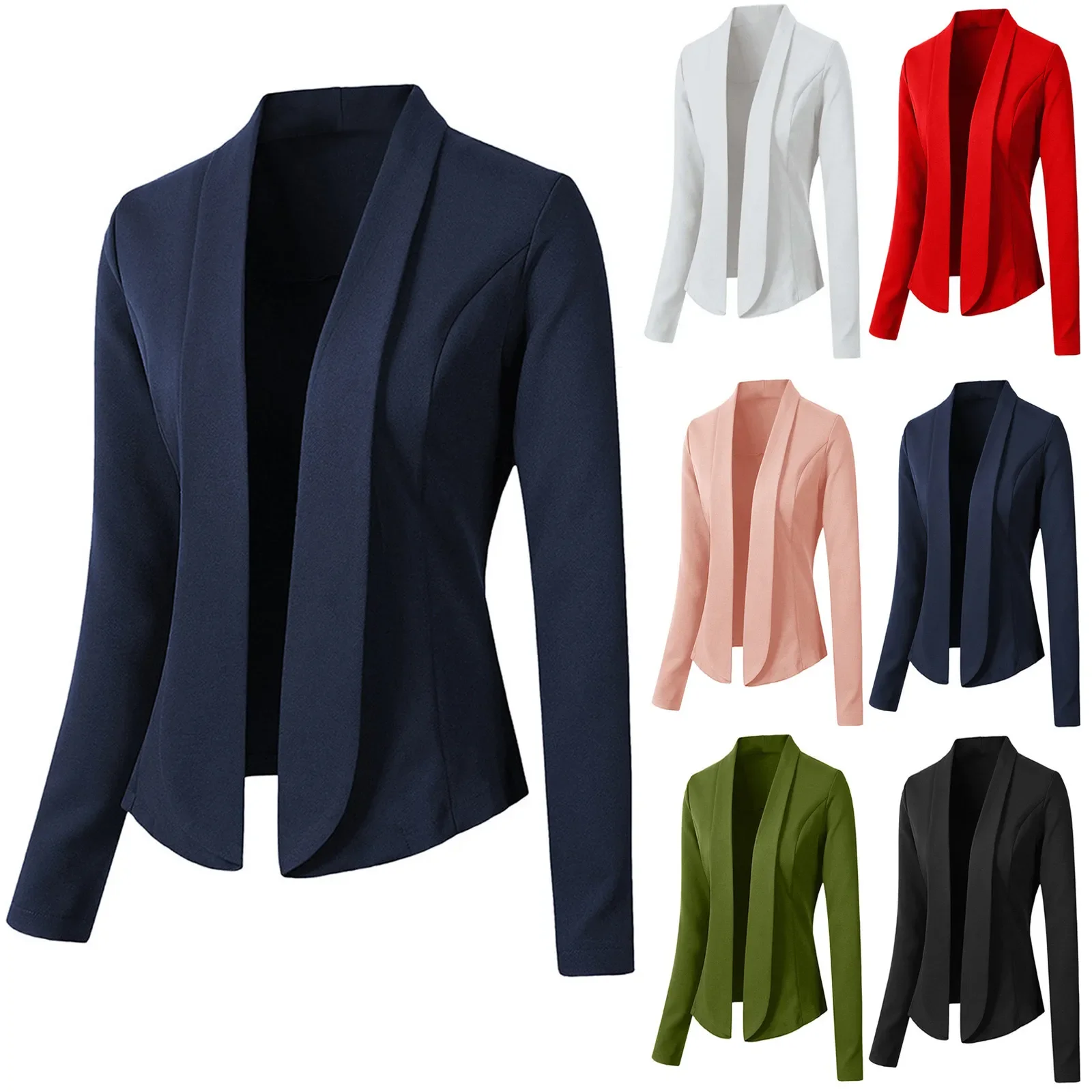 Blazer Mujer Elegante Manga Larga - Slim Fit Azul Talla 42