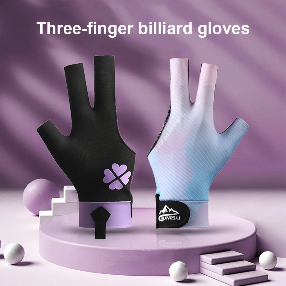 1pc main gauche gant de billard trois doigts Snooker gant de billard autocollants antidérapants élasticité gants d'entraînement de billard