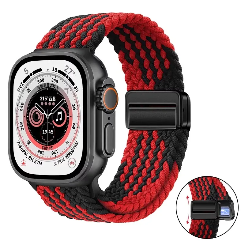 Breathable Nylon Braided Strap for Apple Watch - Adjustable Wristband