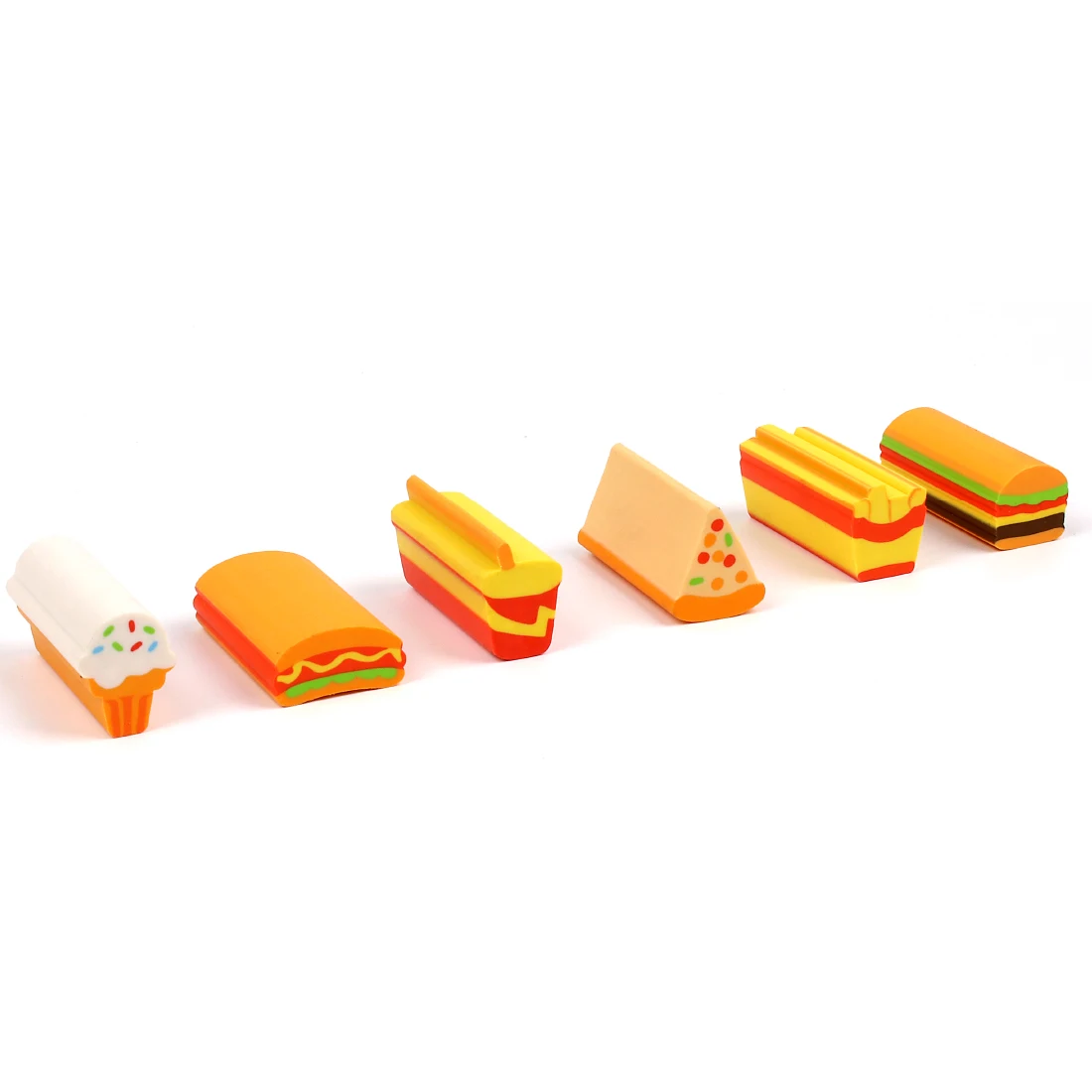 MOTARRO 햄버거 프렌치 프라이 지우개, 탈착식 개별 패키지, 귀여운 고무 학생 상품 문구 도매, 6 개