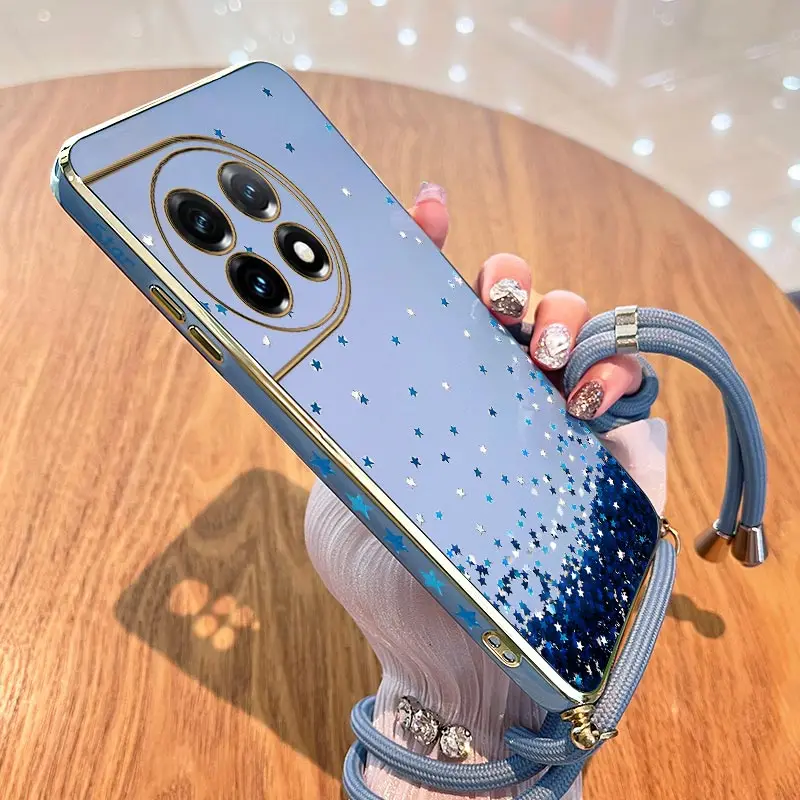 Blue Star Sky Lanyard Plating Phone Case Cover