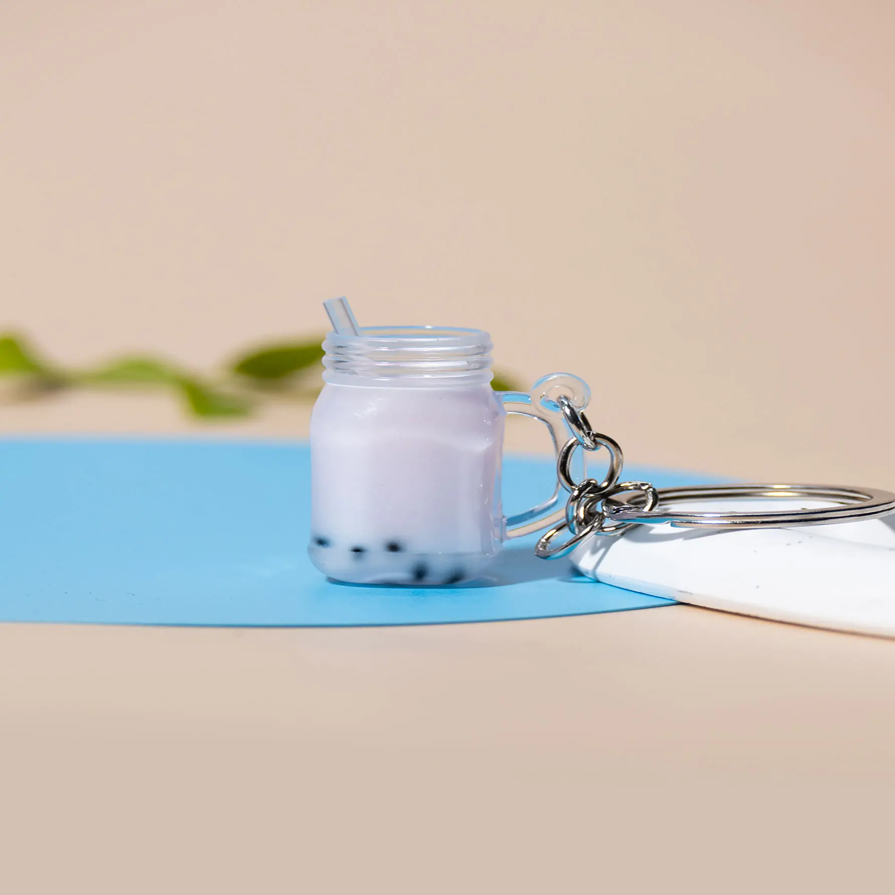 Adorable Mini Boba Milk Tea Keychain - Kawaii Bubble Tea Key Ring Gift