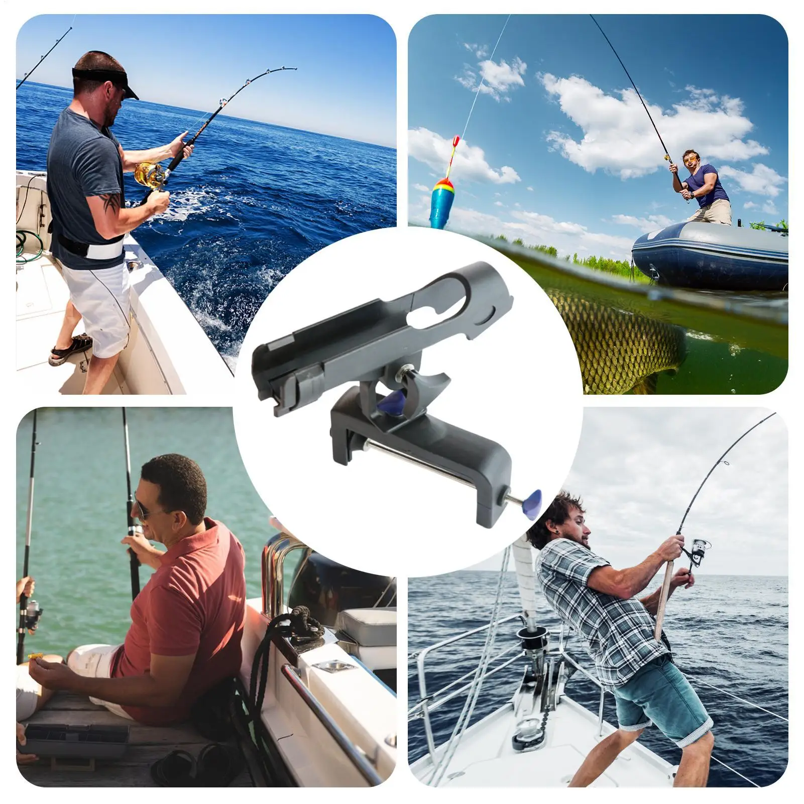 360 Degree Rotation Fishing Rods Holder For Boat Boat Fishing Rod Rack Adjustable Power Lock Fishing Pole Holder Accessories