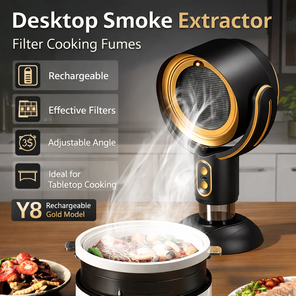 Portable Desktop Range Hood Rechargeable Air Filter Kitchen Exhaust Fan for BBQ Hot Pot Indoor Cooking Tabletop 1
