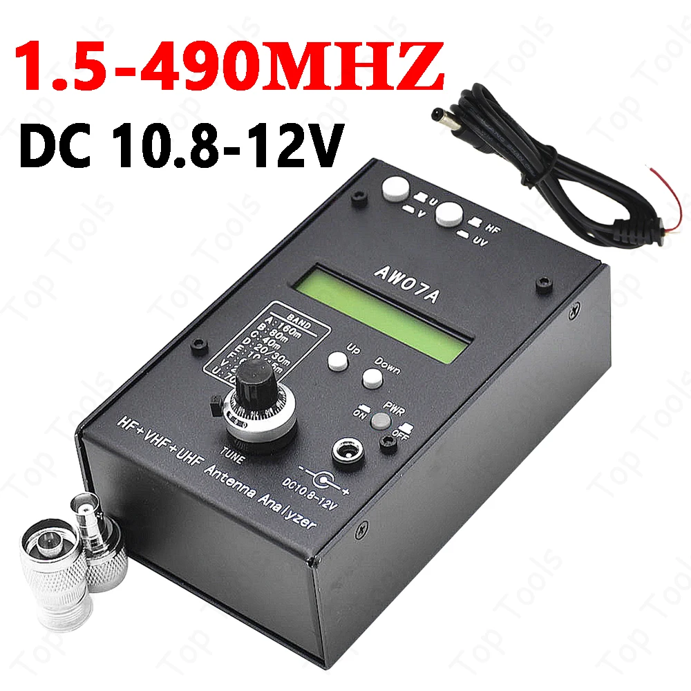 햄 라디오용 사용 가능한 측정 범위 측정 도구, HF/VHF/UHF AW07A 1.5-490MHZ 160M 안테나 분석기 계량기, 1.0-9.99 SWR