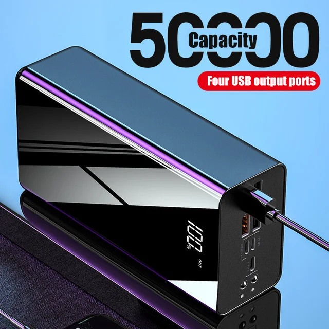 2022 novo 50000mah power bank tipo c 4 usb carregamento rápido