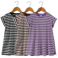 Robe d'été pour filles de 1 à 12 ans, jupe décontractée coréenne, jupe trapèze rayée, T-shirt pour enfants 6