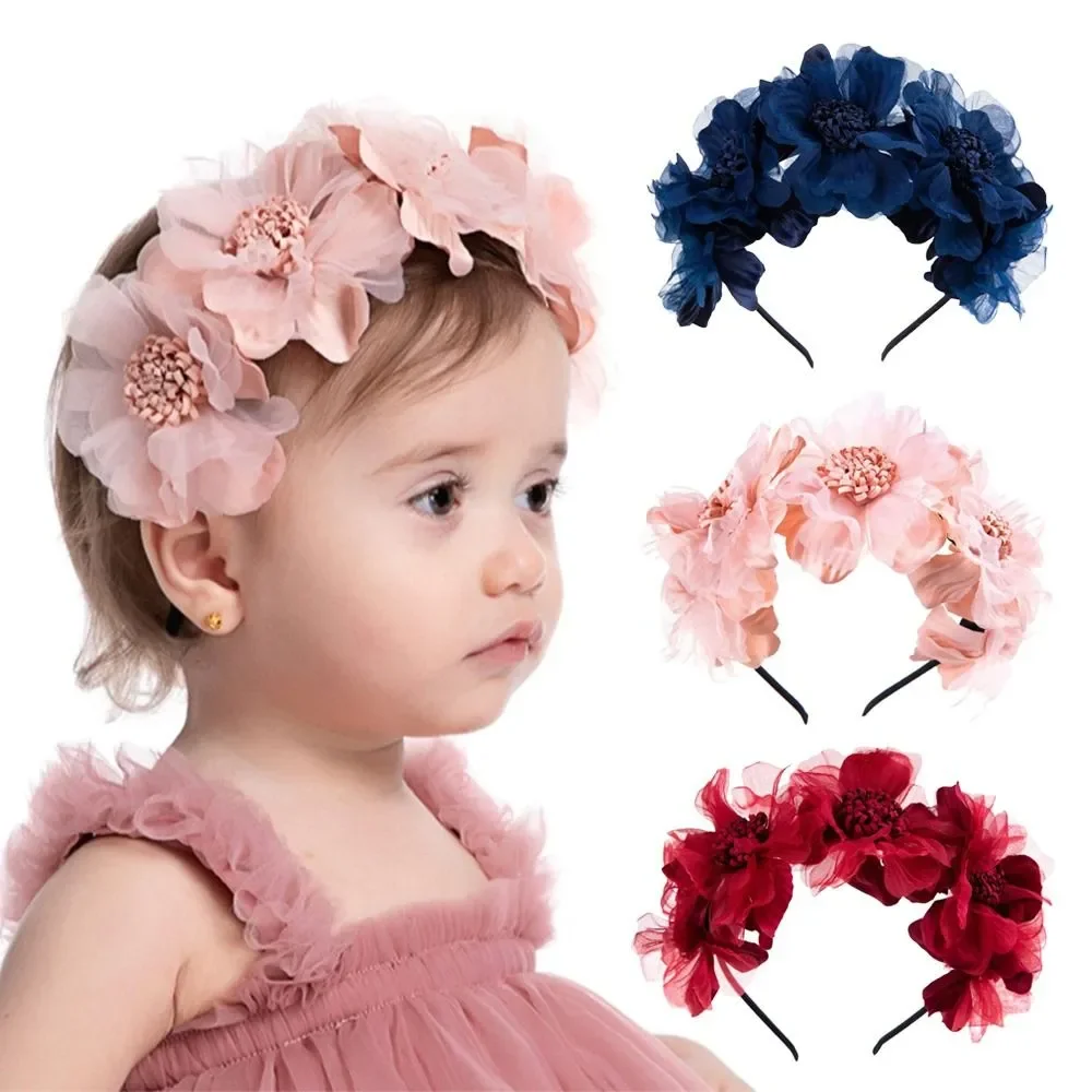 Fashion Flower Wreath Headband Baby Girls Headwraps Newborn Photography Props Gift Hair Bands Headwear Children Hair Accessories