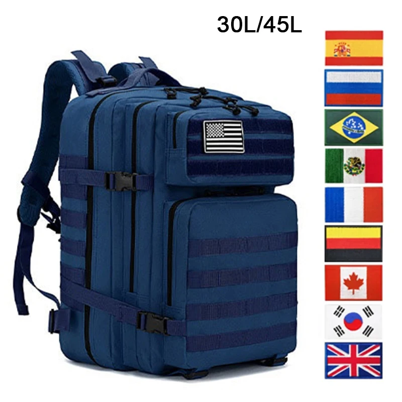 

30L/45L Camping Hunting Backpack Waterproof Rucksack Outdoor Climbing Hiking Bag with Rain Cover Rucksack 3P Molle Assault Bag