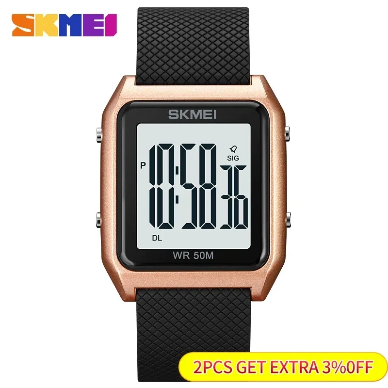 Skmei Mens 50M Waterproof Date Week Electronic Stopwatch Wristwatches Alarm Clock Reloj Hombre Back Light Sports Digital Watch 2