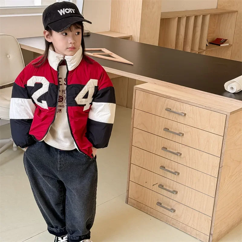 Children Coat Winter Cotton-padded Jacket Digital Embroidery Boy's Baseball Uniform 4633