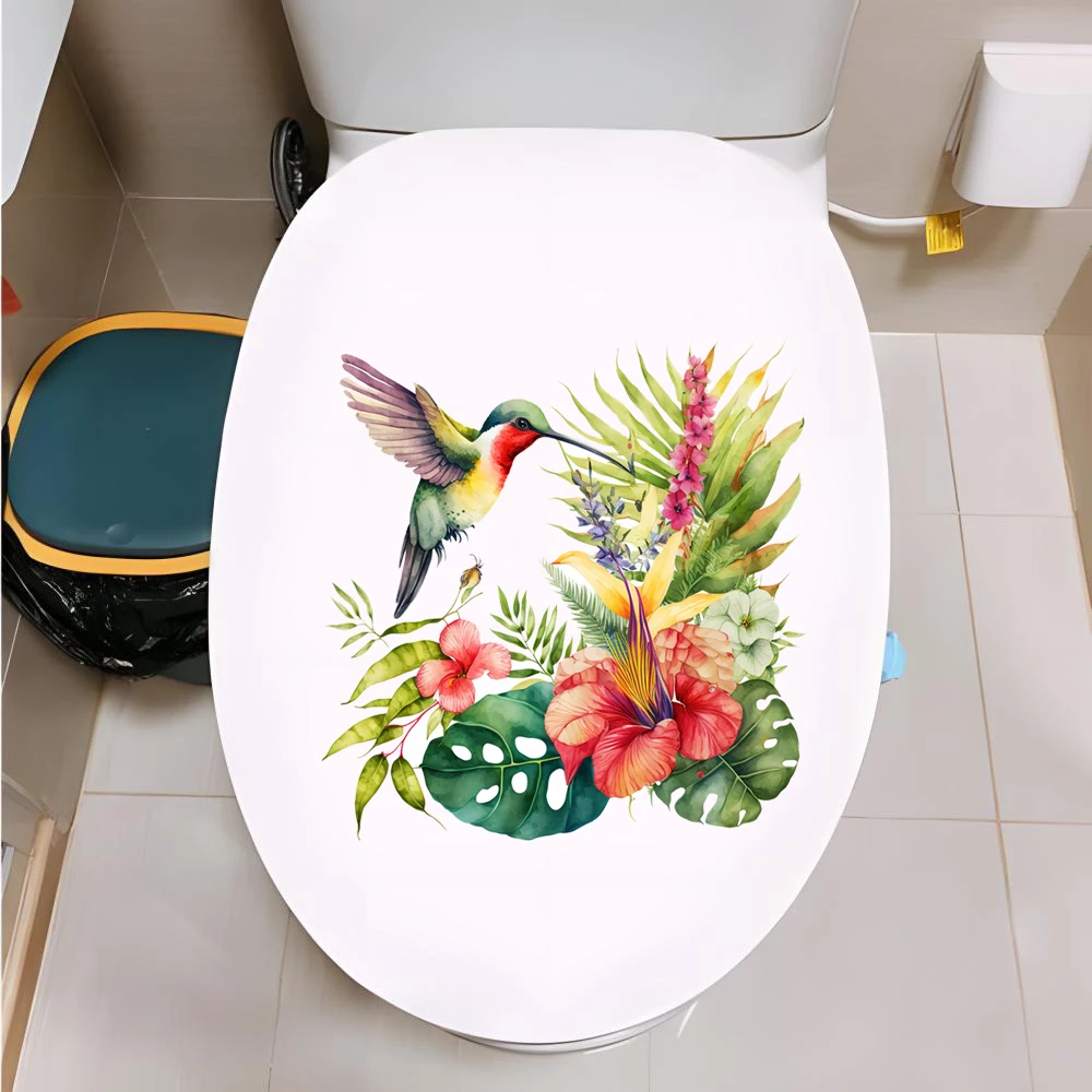 Hummingbird Wall Sticker Bathroom Toilet Decor Living Room Cabinet Home Decoration Decals Adhesive Mural Beautify PVC